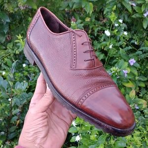 Cole Haan Bragano Men's Genuine Pebble Leather Cap Toe Luxury Oxfords (Italy)